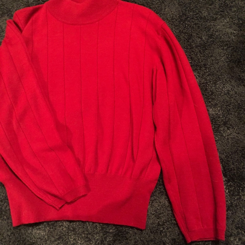 🦋 Valerie Stevens Ribbed Mock Neck Sweater Red - Picture 4 of 6